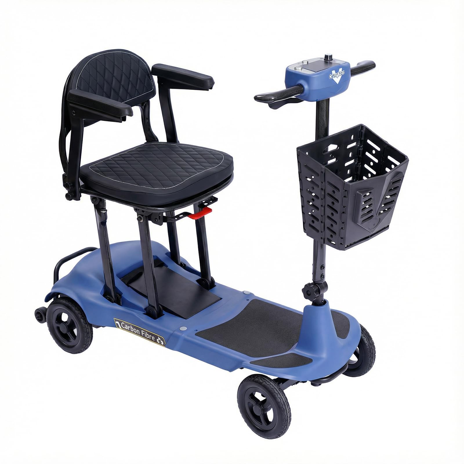 Lightweight Mobility Scooter for Adults and Seniors, 27lbs Foldable Carbon Fibre Frame, Portable 4 Wheels Scooter, 15.5 Miles Long Range, 298 lbs Capacity, Airplane Travel Friendly