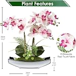 Orchidées Fleurs artificielles 15" Orchidée rose clair Phalaenopsis avec des pots d'argent Real Touch Plante de faux orchidées pour la maison Bureau Salle de bains Salon Décoration