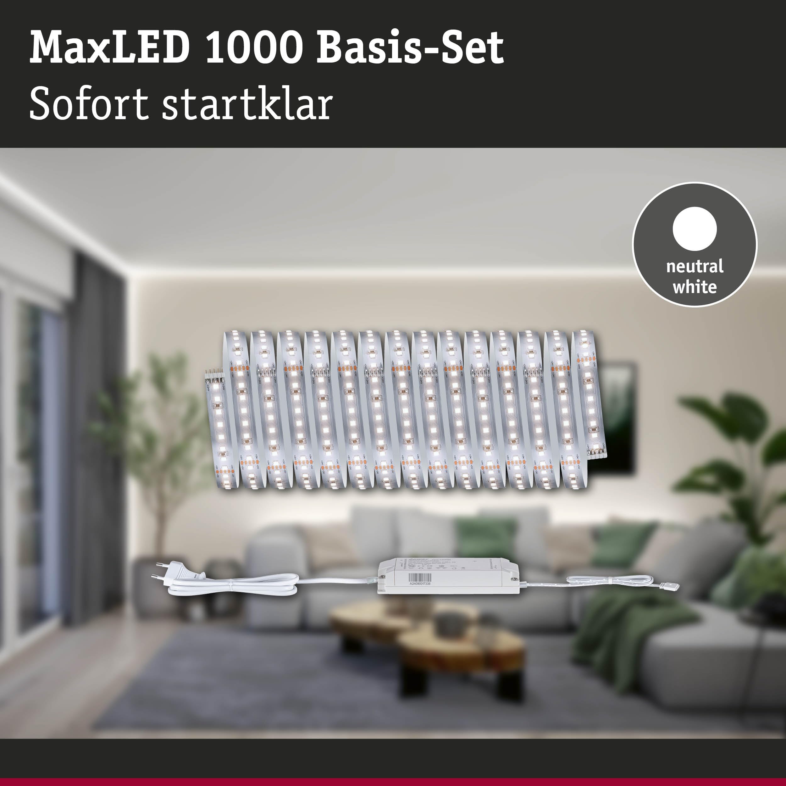 Paulmann MaxLED 1000 LED Strip Basisset 5m Neutralweiß 30W 1100lm/m 4000K 60VA 71246