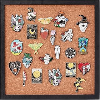 BENECREAT Pin Board Square Cork Board Bulletin Display Board, 0.8"/20mm Thick Wall Mounted Cork Board for Brooch Pin Storage, Office Home and School Decor, 26.5x20cm