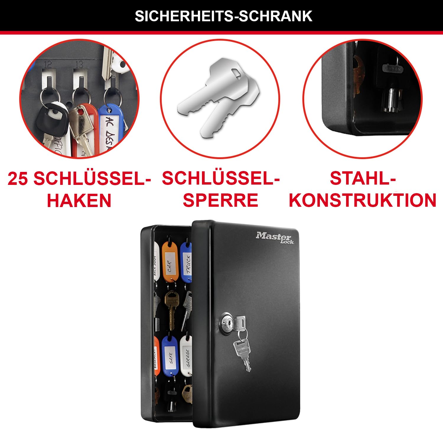 MASTER LOCK Schlüsselschrank [Schlüsselschloss] [25 Schlüsselanhängern] KB-25ML - Enthält 25 Schlüsseletiketten