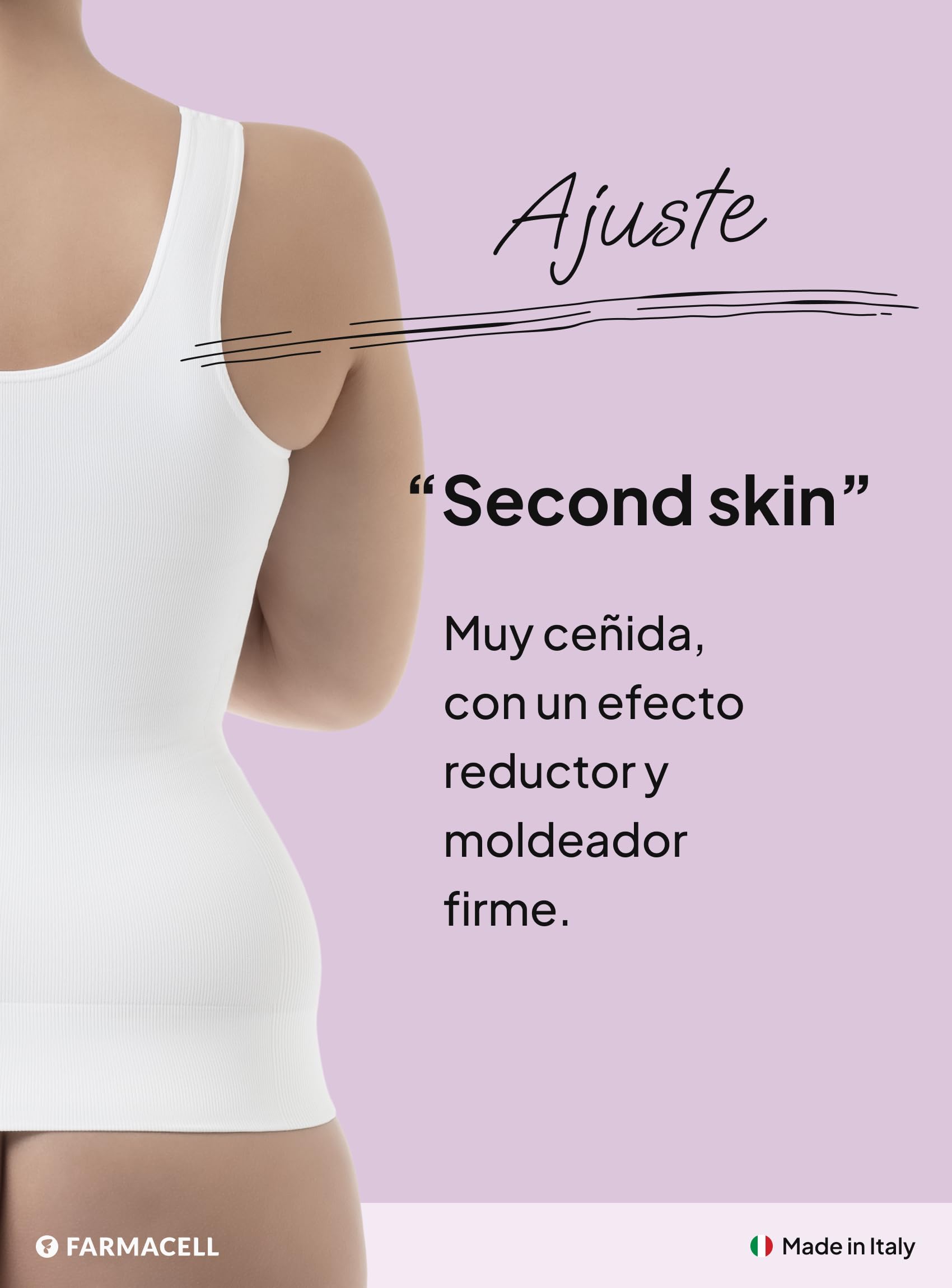 Farmacell Camiseta Reductora Push up y Vientre Plano Mujer, Made in Italy, 607