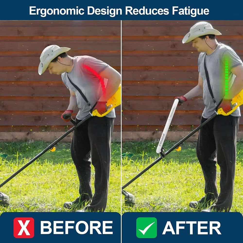 Mango Mejorado para Desbrozadora, Mango para Desbrozadora De Hilo, con ArnéS para El Hombro, EmpuñAdura ErgonóMica para La Espalda, ExtensióN del Mango para Desbrozadora