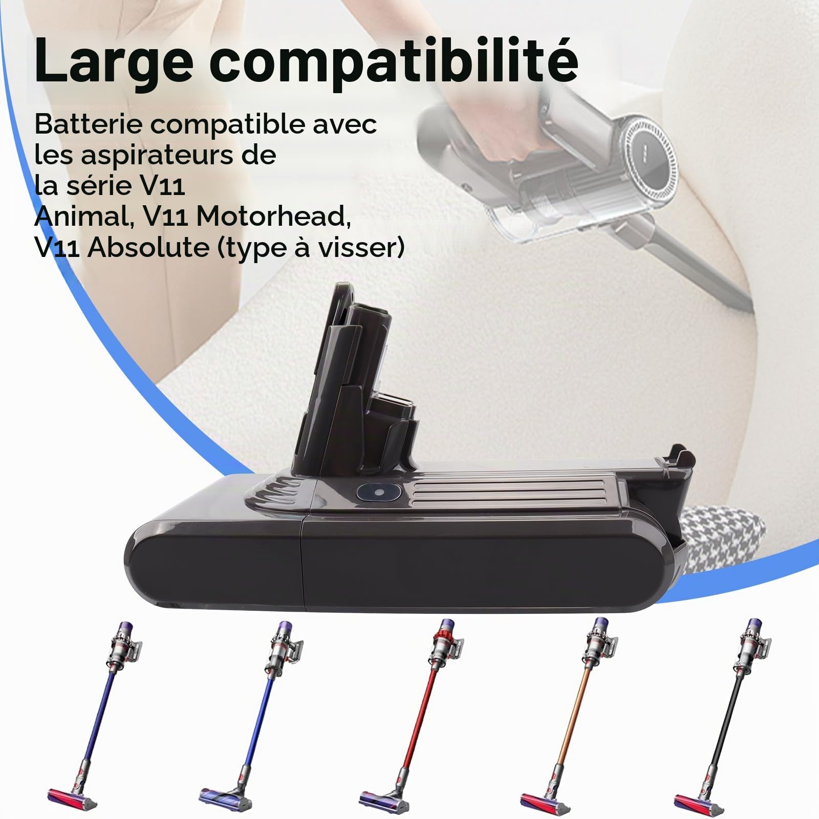 Batterie de Remplacement MXJFYY 25,2 V 3900 mAh V11 SV14 Compatible avec aspirateur sans Fil Dyson V11 (à Visser) SV14 Absolute Complete Fluffy avec Couvercle (ne Convient Pas aux modèles à Bouton)