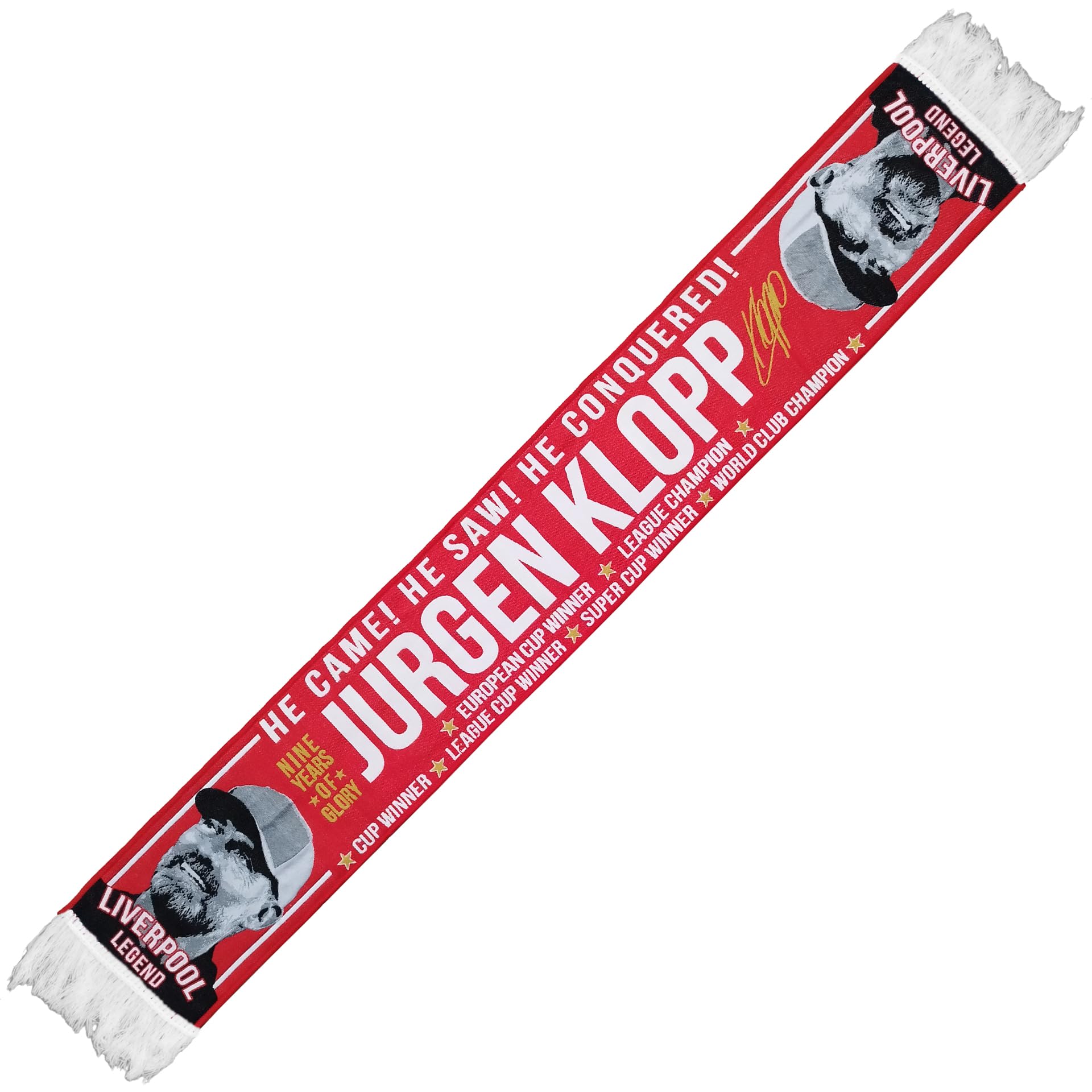 Partisan Unisex Red Liverpool Scarf Klopp He Came! He Saw! He Conquered!