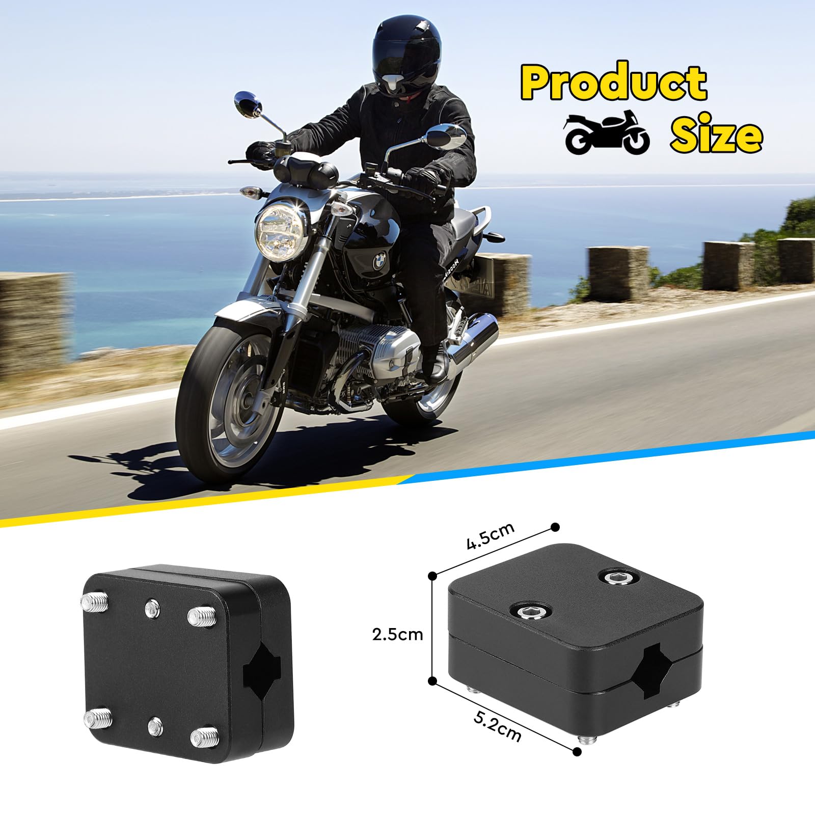 SWAWIS Motocicleta GPS Soporte De Navegación, 12-16mm Soporte de Navegación para Teléfono, Aleación de Aluminio Soporte de Modificación Compatible conBMW R1200GS LC ADV R1250GS S1000XR CRF1000L