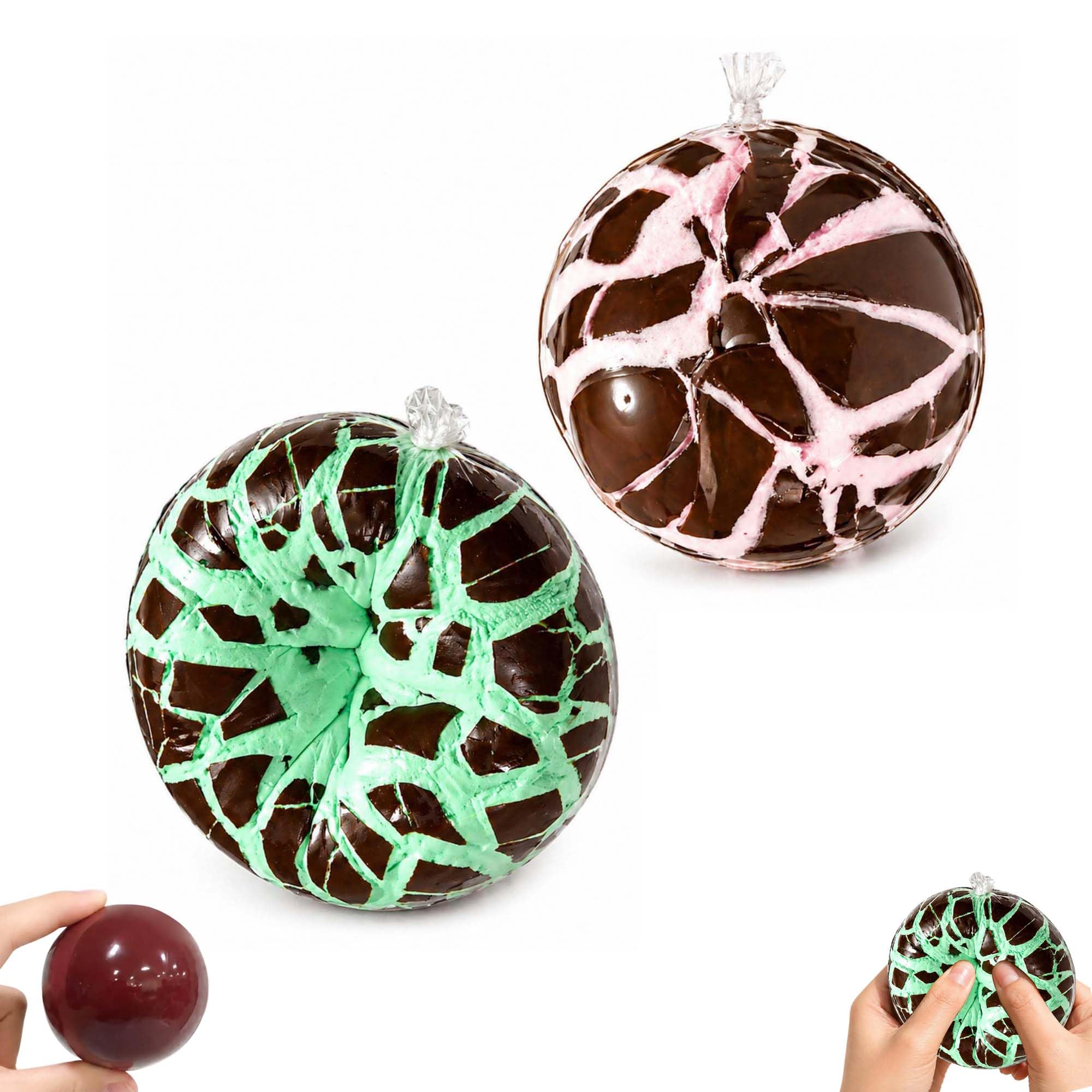 Photo 1 of 2PCS Wax Cracking Squishy Ball - Chocolate Scented Crunchy Stress Toy