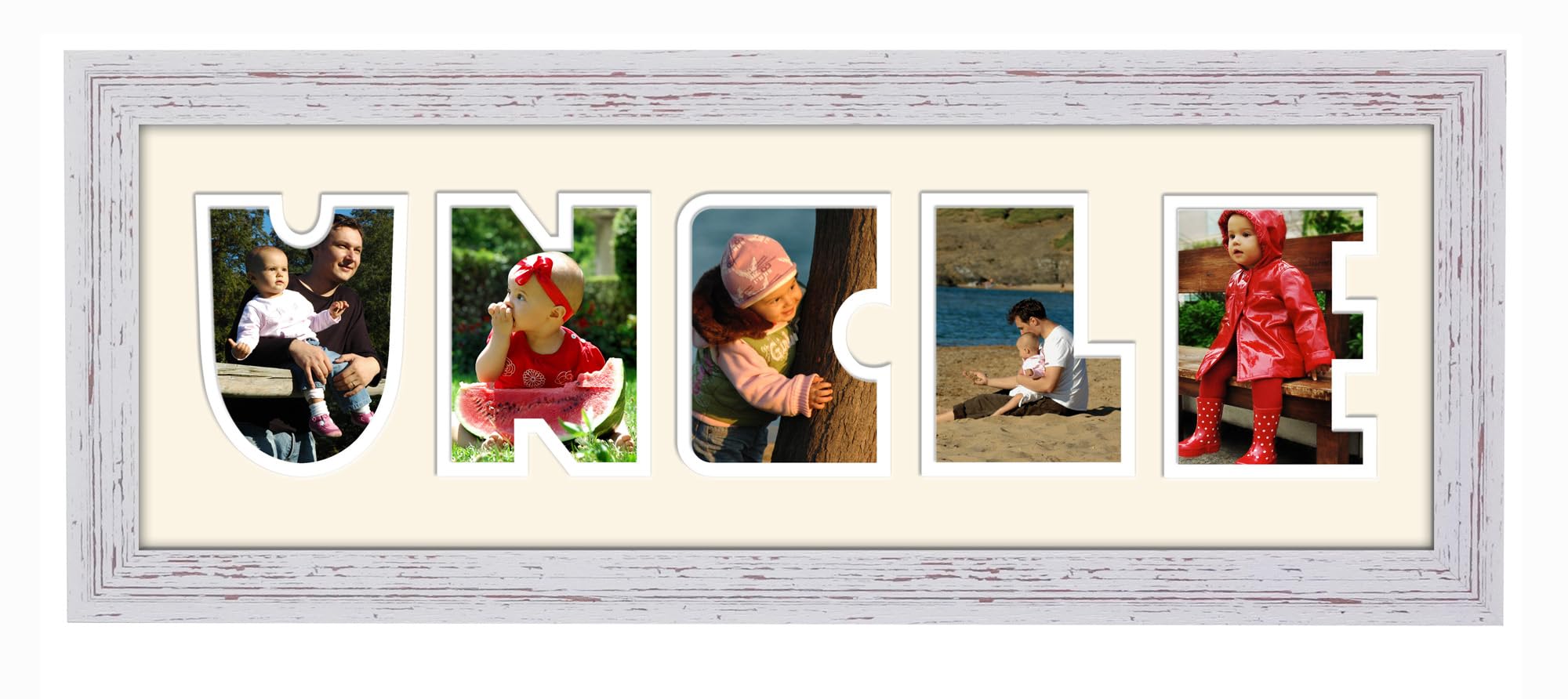 Photos In A Word Shabby Chic Frame Cream - White Mount Uncle Photo Frame Word Name Photo Frame (Shabby Chic Frame Cream - White Mount)