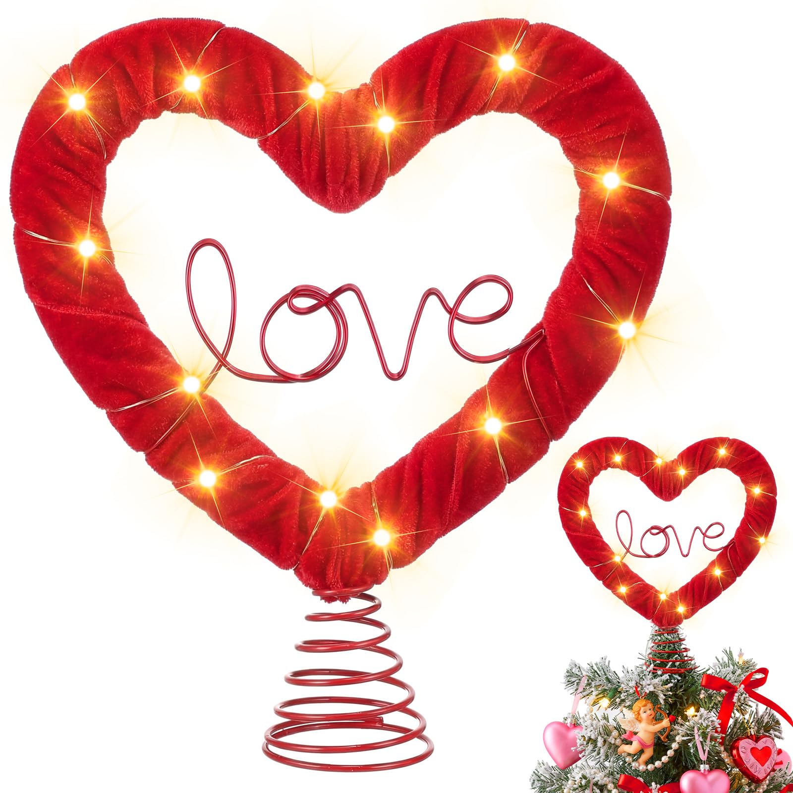 Decoración de corazón rojo Gejoy con luces colgantes para adornos de San Valentín y bodas