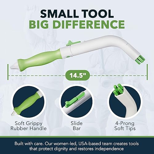 Miniatura 6 de FreedomWand Ayudas de inodoro multiusos: 14.5 pulgadas, herramienta de limpieza para mujeres y hombres, herramienta de limpiaparabrisas de glúteos