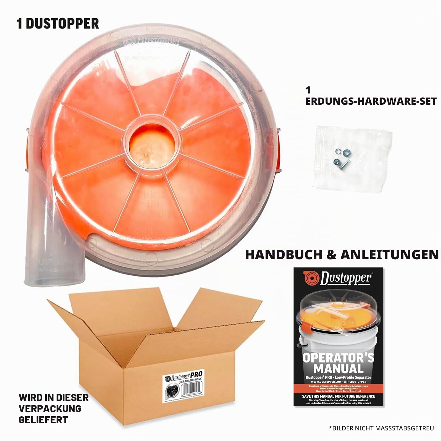 Dustopper PRO-Upgrade-Kit (Ellbogen und Schlauch separat erhältlich) +99% effizienter Zyklon-Staubabscheider mit niedrigem Profil, lässt Sich an vorhandene 6,4 cm Schläuche und Armaturen anschließen.