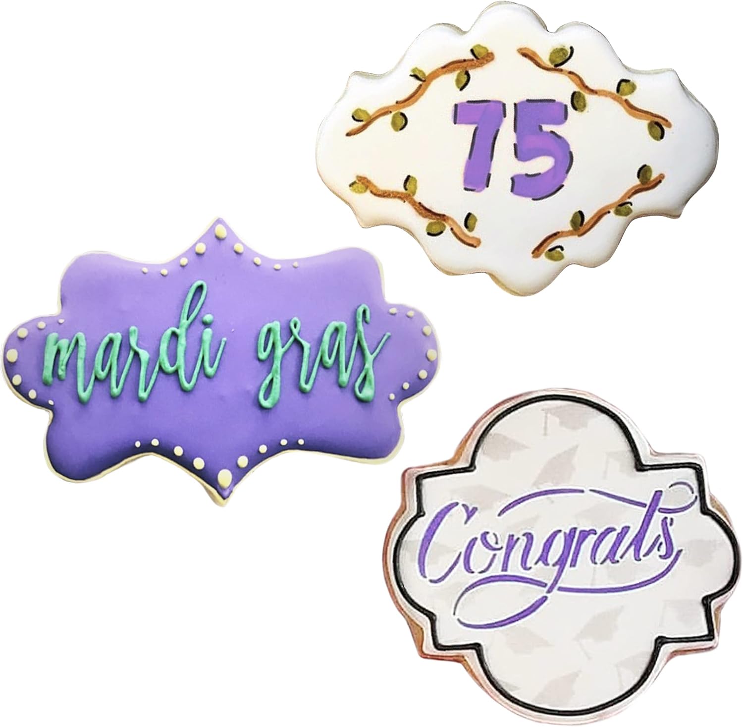 Ann Clark Plaque Cookie Cutters Set of 3, Made in USA | Includes Long Fancy, Oval, Photo, Perfect Size and Shapes, America's Largest Cookie Cutter Maker, Food-Safe American Steel