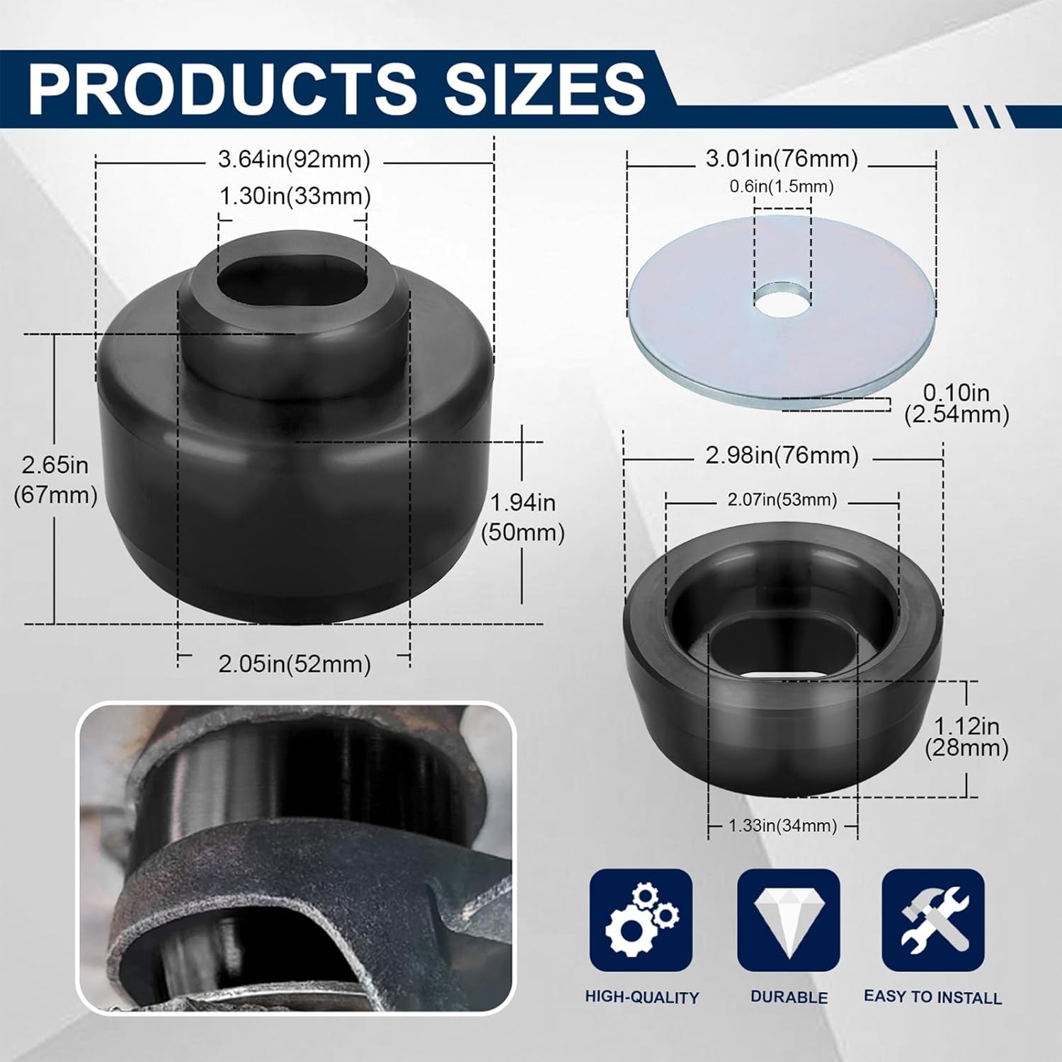 7-141 Body and Cab Mount Bushing Kit for 1999-2014 Chevy Silverado & GMC Sierra 1500/2500 2WD/4WD Body Cab Mounts with Mount Cushion Bolts 1999-2004 Replaces# 11516868 15704260 (Black)
