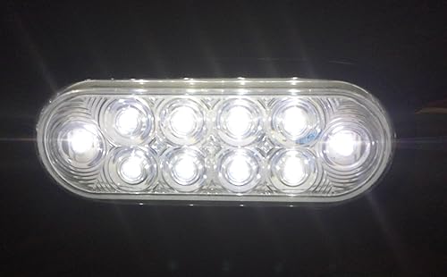 Miniatura 2 de LIBRA Juego de 2 luces ovaladas de 6 pulgadas blancastransparentes de 6 pulgadas con 10 LED de montaje en superficie para remolque de marcha atrás