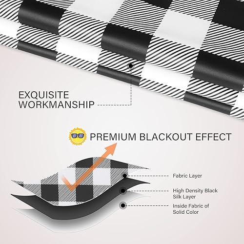 Miniatura 5 de Simple Deluxe Juego de 3 cortinas de cocina a cuadros para ventanas, cenefa y nivel, juego de 3, 52 pulgadas de ancho x 15 pulgadas de largo y 26