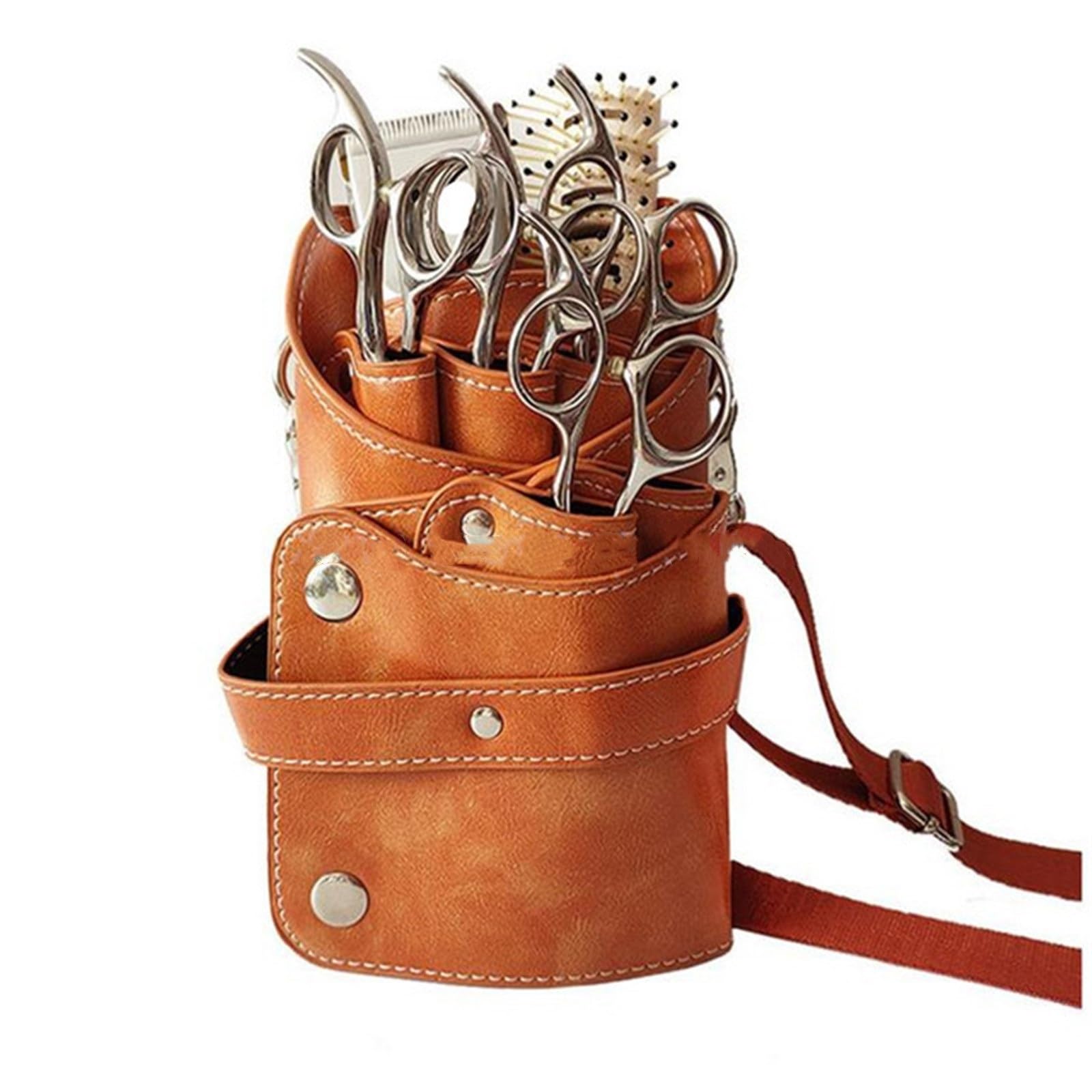 Scherentasche Multifunktionale PU-Leder-Haarscherentasche for Friseure, Friseur-Halter, Tasche mit Schultergurt (Color : Brown, Size : 20x12.5cm)