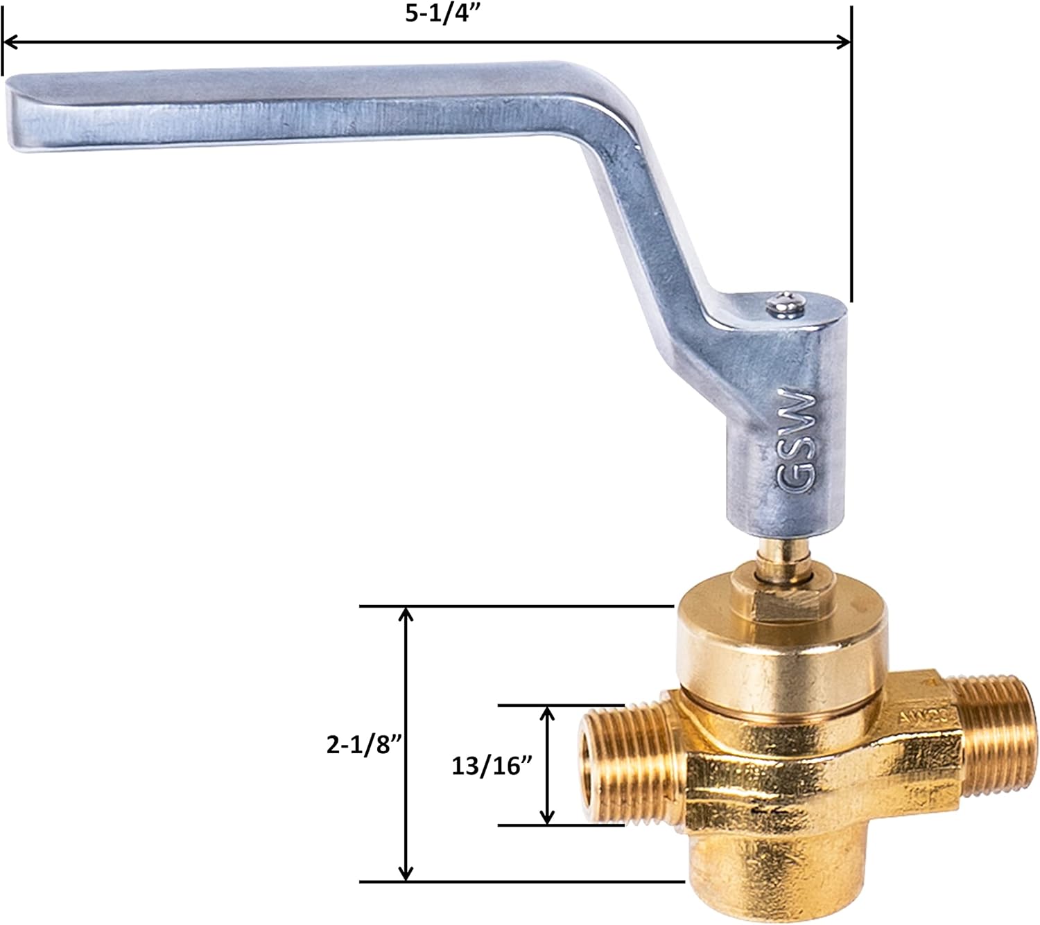 GSW WR-GV Copper Gas Valve with Handle for Commercial Wok Range, CSA Approved, 1/2" NPT X 1/2" NPT 1/2 PSI