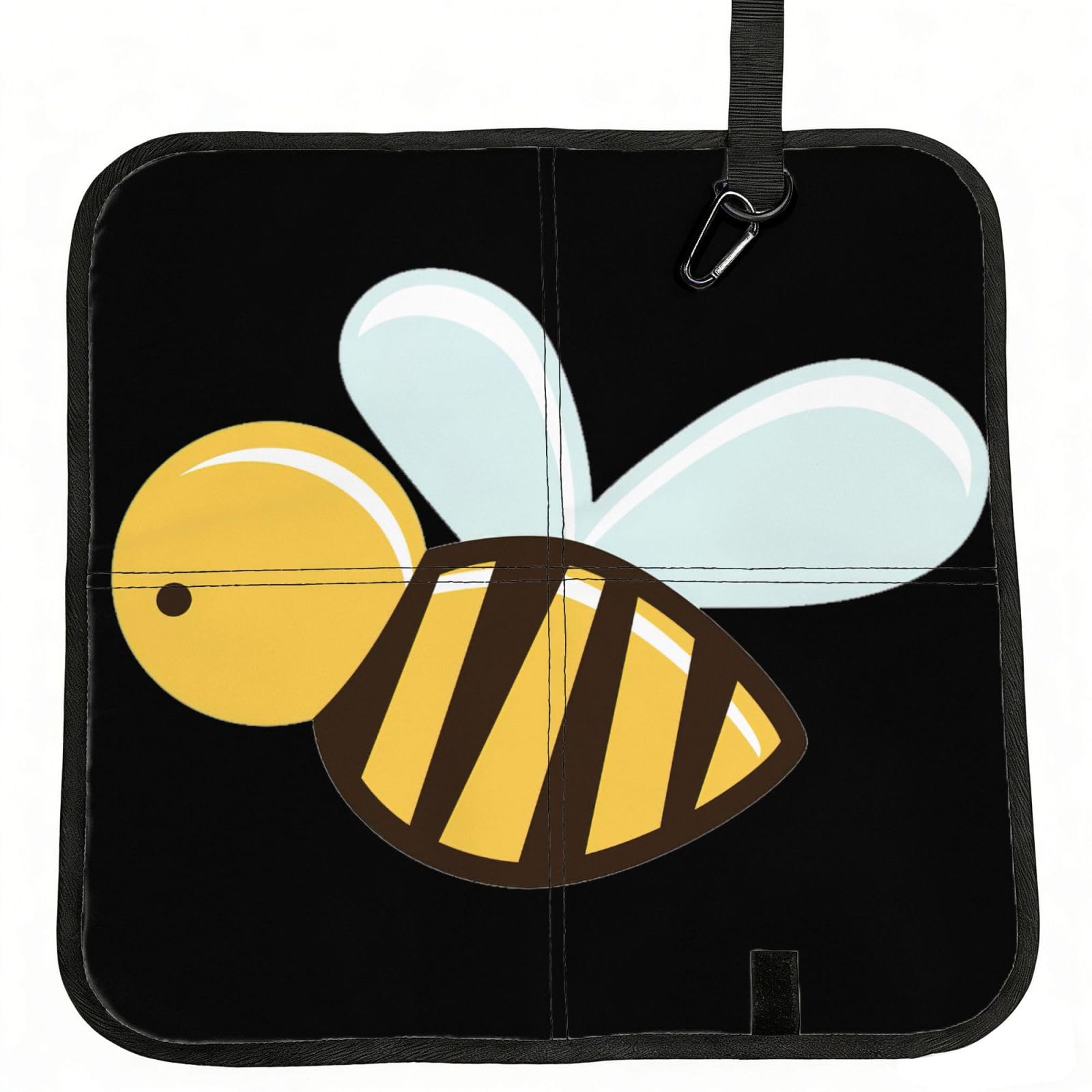 SDEGTHO Cartoon Bee Printed Foldable Seat Pad with Closure, Lightweight Cushion for Airplane Travel Camping