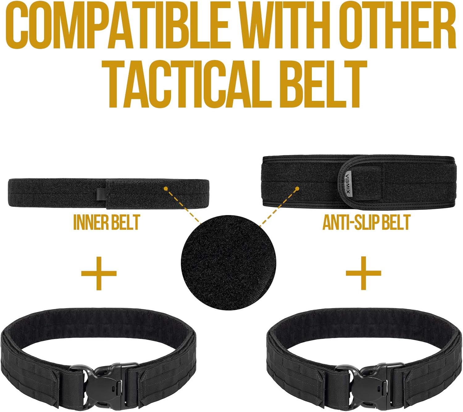 VISMIX Tactical Belt, Quick Release 1.75" MOLLE Battle Belt with Inner Belt and Anti-Slip Pad- Heavy Duty Battle Belts - Image 4