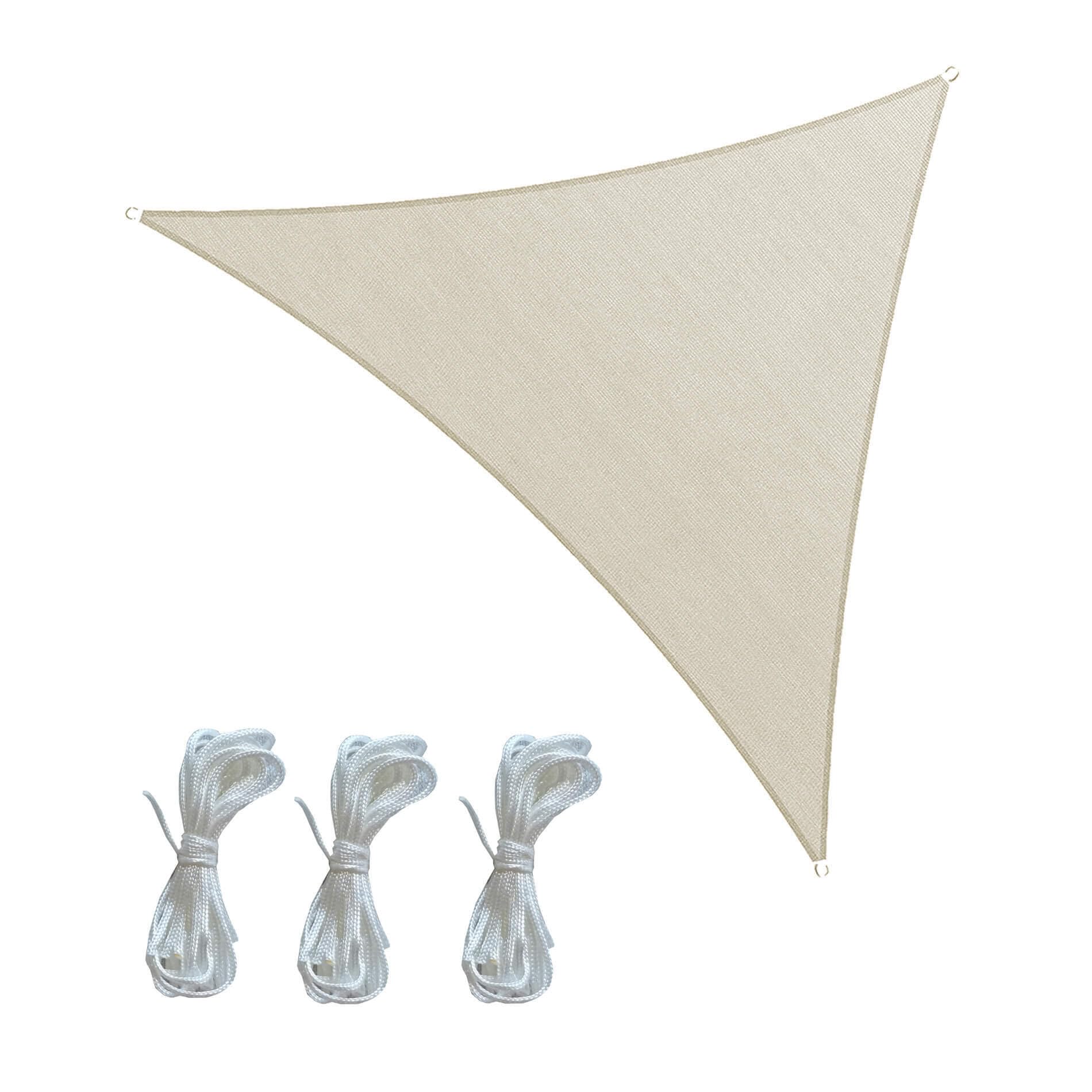 Rebecca Mobili Telo Ombreggiante Triangolare, Tenda a Vela Impermeabile, Bianco Crema, Poliestere, con Anelli e Corde, per Giardino Terrazzo - Misure: 5x5x5 mt - Art. RE6974