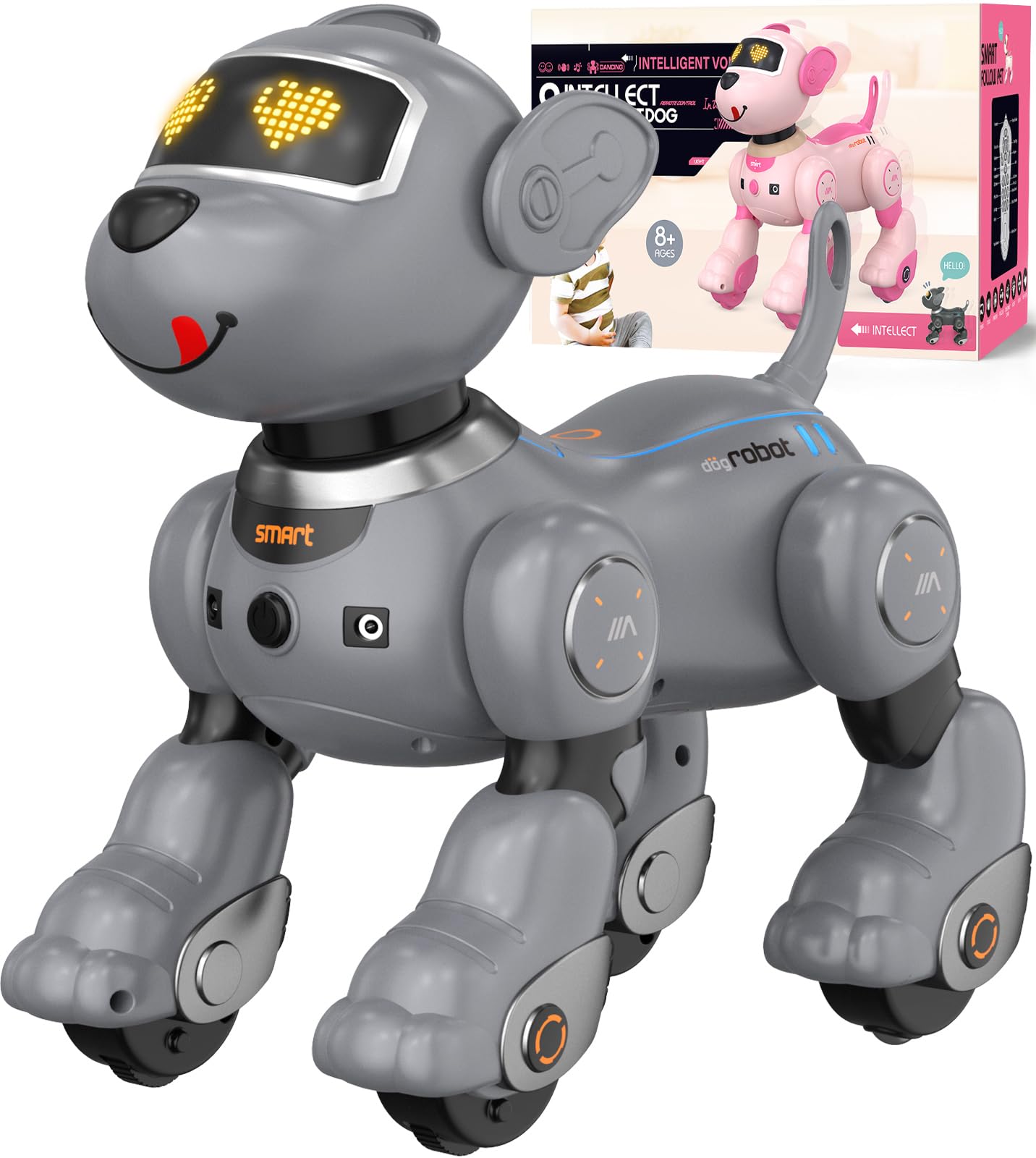 anysun Remote Control Robot Dog for Kids, Programmable Smart Puppy Intelligent Learning Dancing Walking RC Robot Toys for Girls and Boys (Gray)