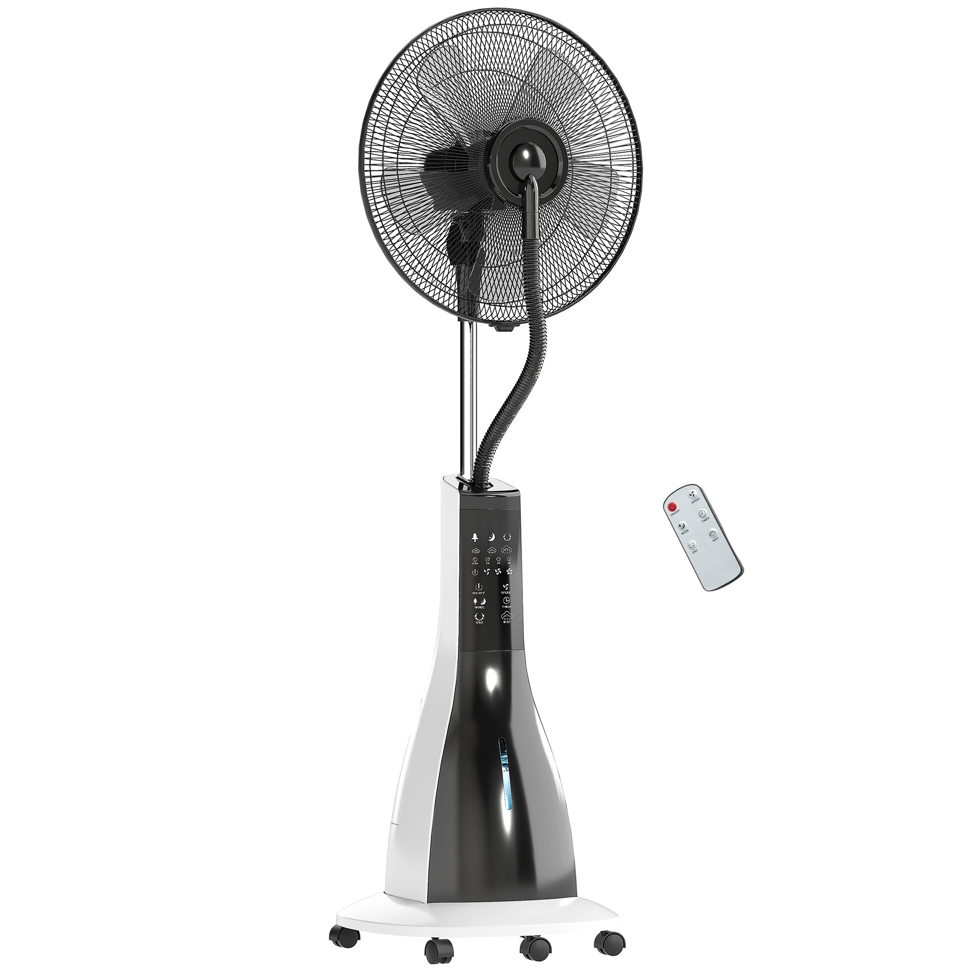 Ventilateur brumisateur oscillant avec minuterie et grand réservoir d'eau 3L