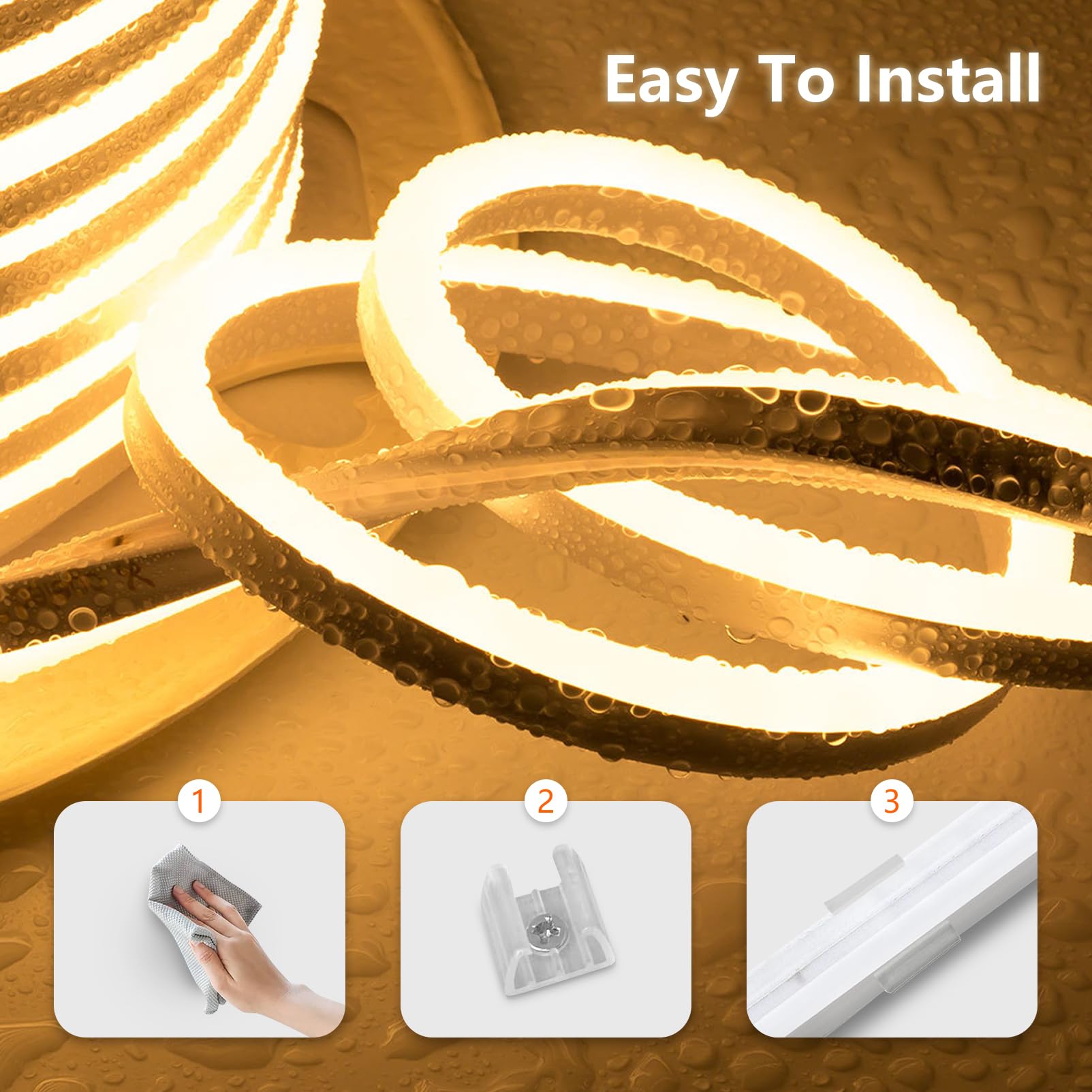 Neon LED Streifen 10m, Wasserdicht IP65 Led Strip Naturweiss 4000K 230V Leds Lichterkette Außen 120 LED/M Flexibler DIY Lichtband Aussenbereich mit Netzteil für Haus, Party, Küche