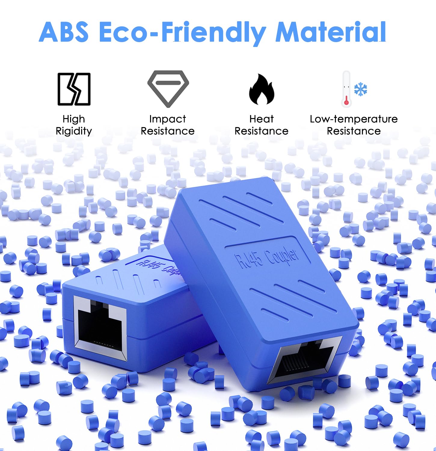 Dingsun RJ45-Kupplung, Ethernet-Verlängerung, Inline-Koppler, Buchse auf Buchse, Ethernet-Koppler für Cat7/Cat6/Cat5/Cat5e, Ethernet-Kabel-Verlängerungsadapter (RJ45, 20 Stück, blau), 20 Stück