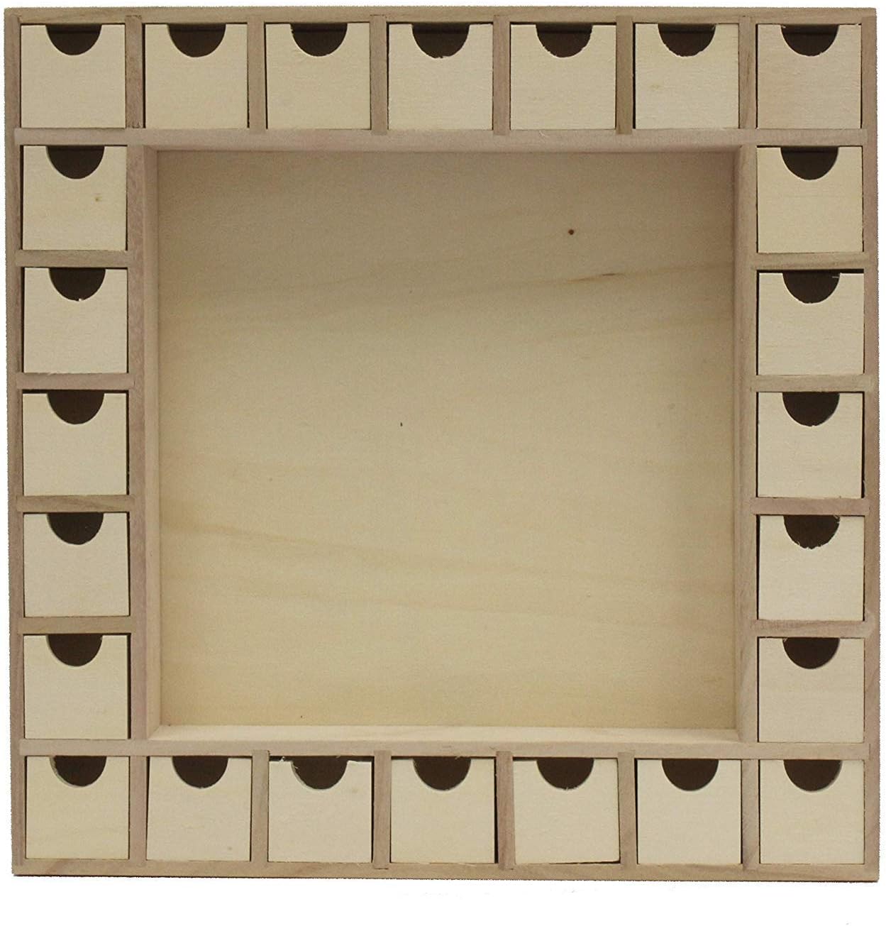 Creative Hobbies 13 Inch Christmas Advent Calendar Shadow Box - Pre Assembled with Removable Drawers - Unfinished Wood Ready to Decorate and Personalize - For DIY, Gifts & Crafts