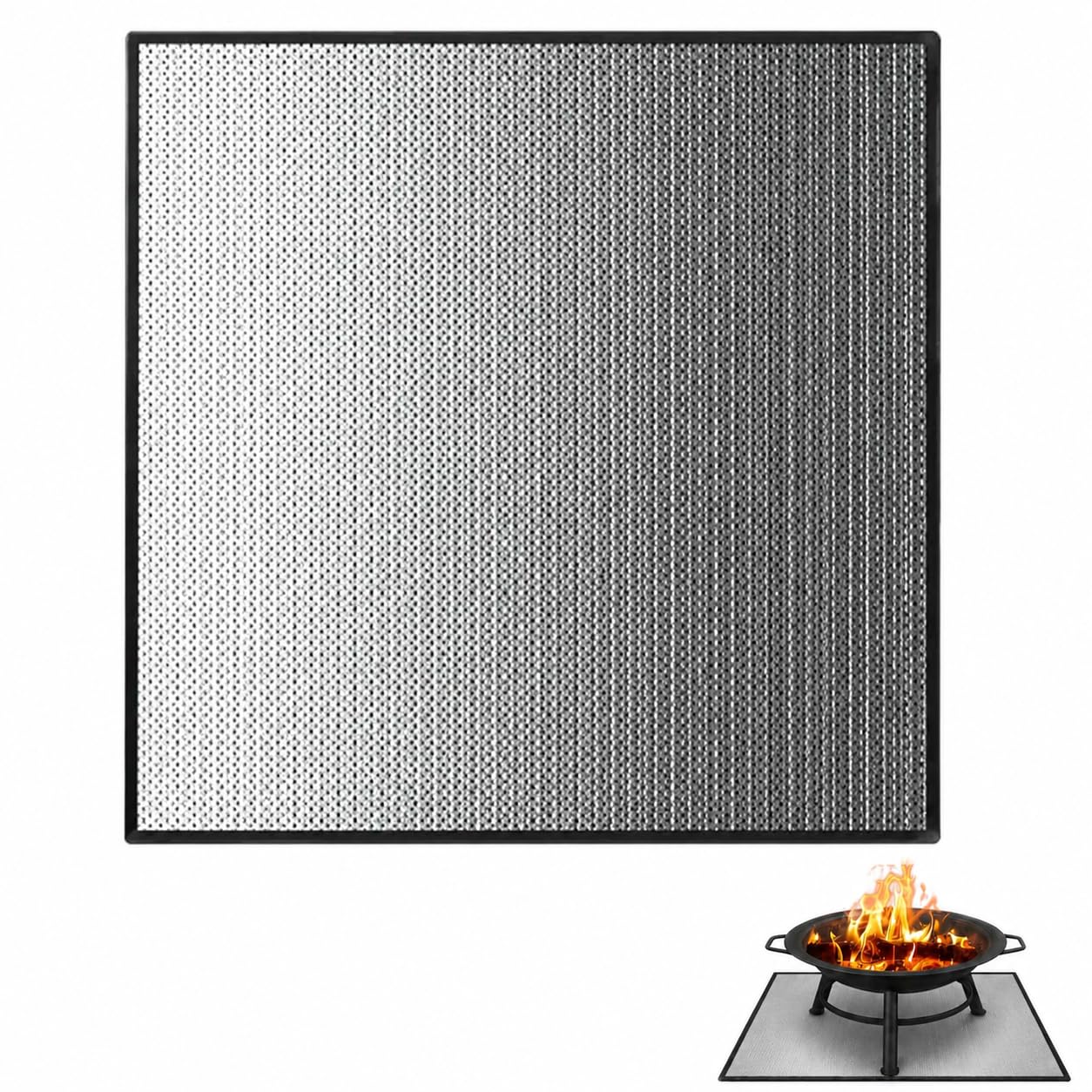 Fire Pit Mat 100x100cm Square Fireproof Mat for Decking Grass BBQ Grill Mat Heat Resistant Pad Floor Protector for Outdoor Camping Patio Shield