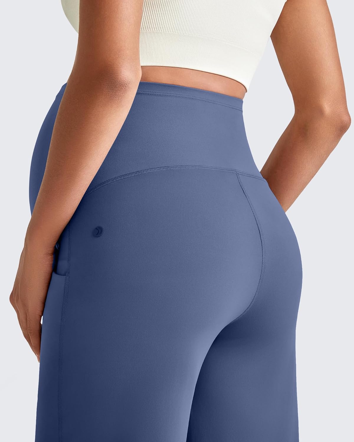 G4Free Maternity Dress Yoga Pants with Pockets Over The Belly Stretchy Work Slack Pregnancy Wide Leg Lounge Trousers - Image 2