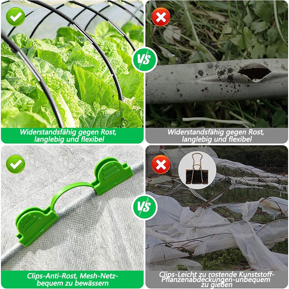 Anyingkai Garden Arceaux pour Serre Tunnel,Cerceau De Serre De Jardin,Kit De Maison De Cerceau De Jardin,Cadre pour Serre De Jardin, Arceaux pour Serre Tunnel pour La Protection des Plantes (50PCS)