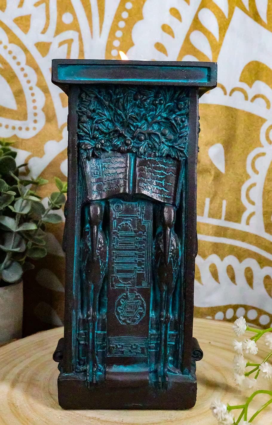 Ebros Gift Frank Lloyd Wright FLW Stork Panel Candle Holder Pillar Figurine 7.75" H Wright's Oak Park Studio Loggia Columns