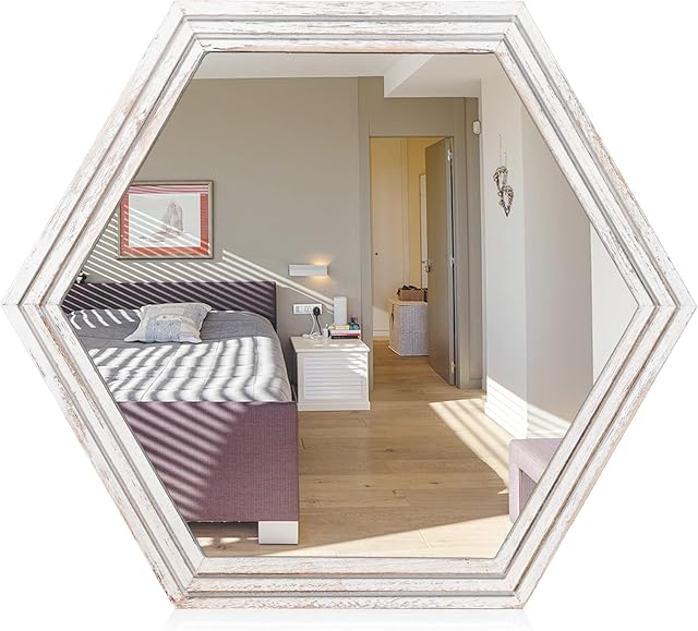 AOAOPQ Rustic Wall Mirror Bedroom Farmhouse for White 50cm Wall Decor Mirror Hanging Restroom Mirror for Bathroom Wall-Mounted Entryway 50 cm Mirrors for Wall Decor