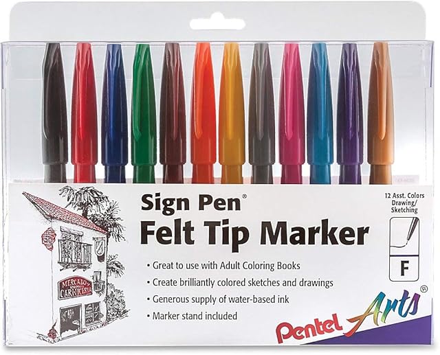 Pentel Assorted Sign Pens S520 - Full Range of 12 Pens