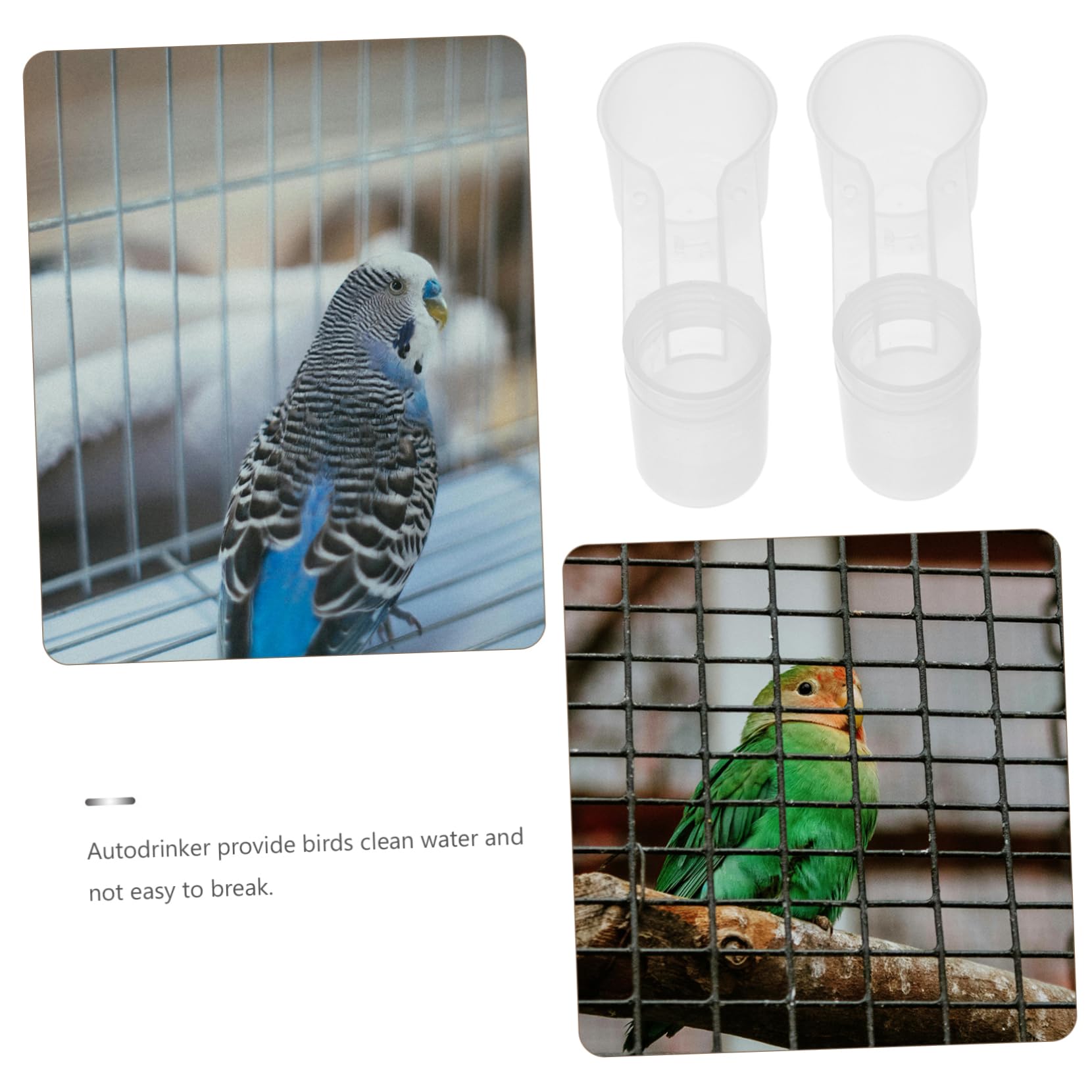Abbeveratoio per Pappagalli a Doppia Uscita, 10 Pezzi, Plastica Bianca | Beverino Uccelli a Doppia Uscita, Acqua Pulita, Resistente alla Rottura, per Zoo e Casa, per Piccioni