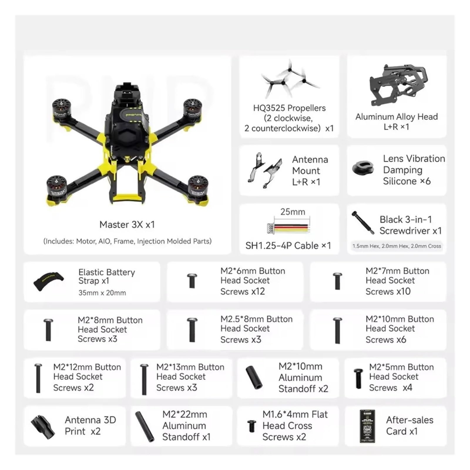 Kit de Marco de cuadricóptero Dron FPV Modular 3X for Carreras de Estilo Libre(PNP Aluminum Head)
