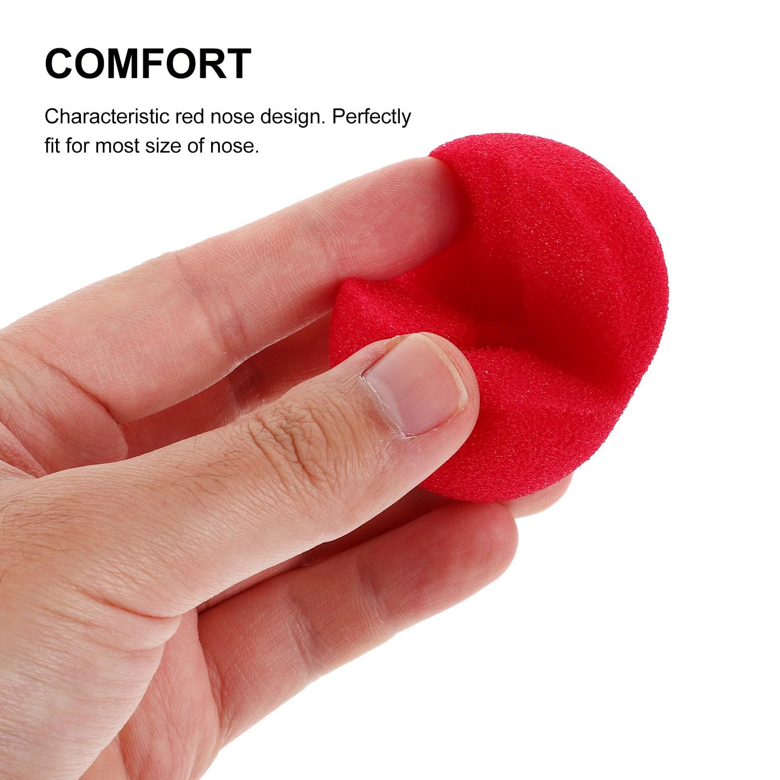 Amosfun 2pcs Halloween Clown Nose, Clown Cosplay Costume Props Carnival Circus Red Sponge Nose Halloween Party Supplies (2x2 inches) - Image 3