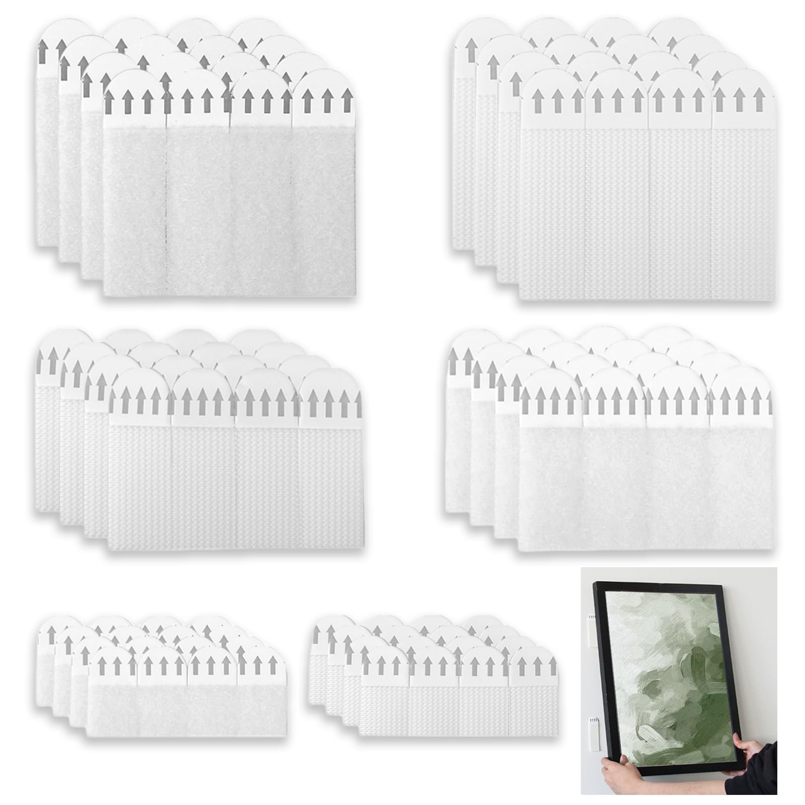 36 Pares (72 Tiras) Tiras Adhesivas para Colgar Cuadros, Colgar Sin Agujeros y Sin Taladrar Colgadores pared Adhesivos Resistente al Agua Tiras Adhesivas Para Marcos Espejos Letreros Relojes de Pared