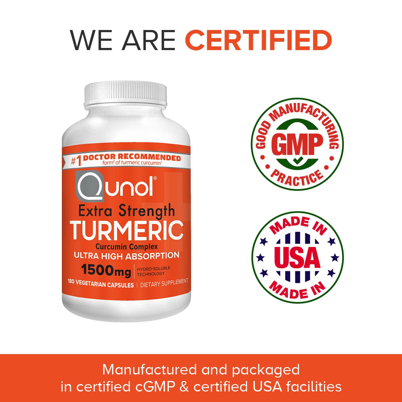 Turmeric Curcumin Capsules, Qunol 1500mg Extra Strength Supplement