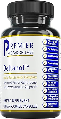 Premier Research Labs Deltanol - Tocotrienoles Vitamina E, Annatto Tocotrienoles para hombres y mujeres, 100 mg de complejo de tocotrienol por