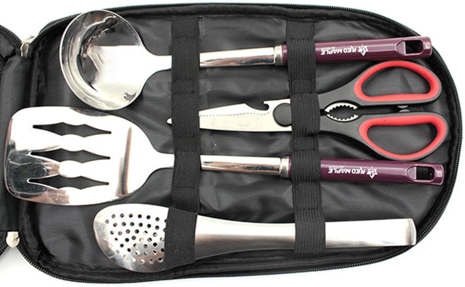 PEKMAR Outdoor Camping Kitchenware Set Dinnerware Set 7 Piece Set Portable Cookware BBQ Tool Set