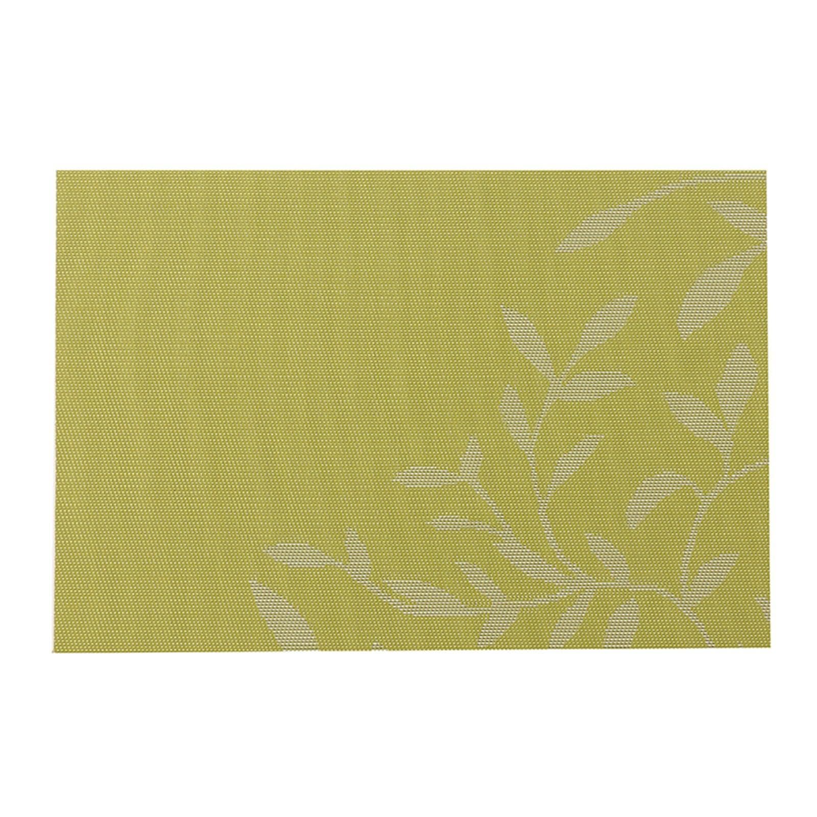 6er Set Platzsets Grün, Tisch Untersetzer-Set Boho 30x45cm Rechteck mit Blättermuster PVC