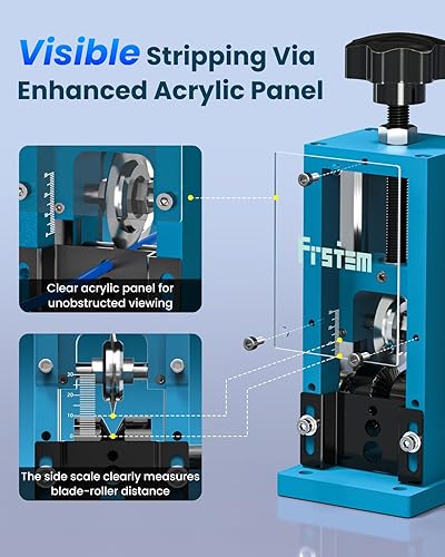 Miniatura 5 de Máquina peladora de cables manual o con taladro, máquina peladora de cables de 0.06 ''-1 '' con manivela o taladro, hoja de acero de resorte 65MN