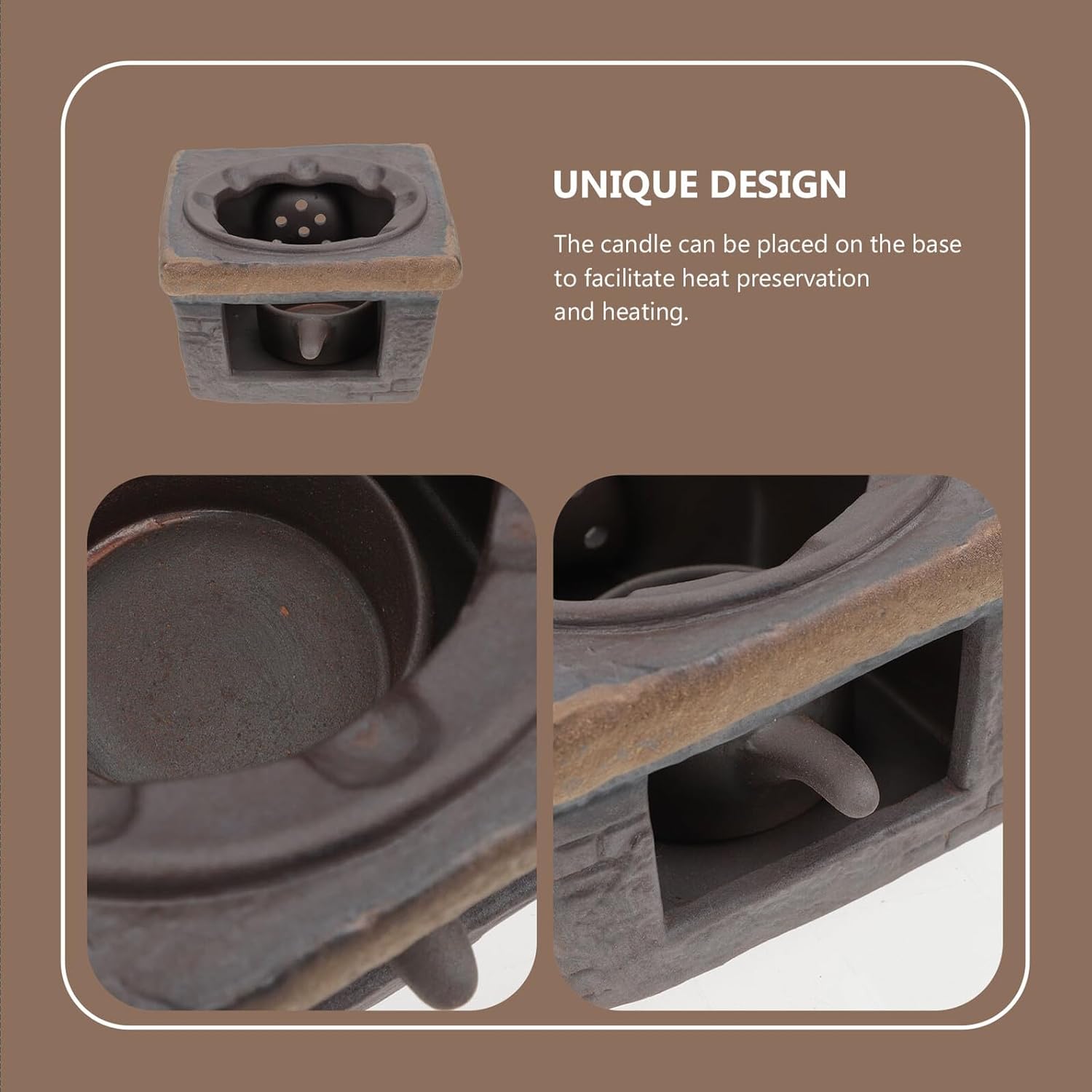 FUOYLOO Vintage Style Ceramic Tea Warmer Base for Teapots Heat-Resistant Decorative Teapot Heater Stand Handmade Warmer for Stovetop and Home Use Gift for Tea Lovers