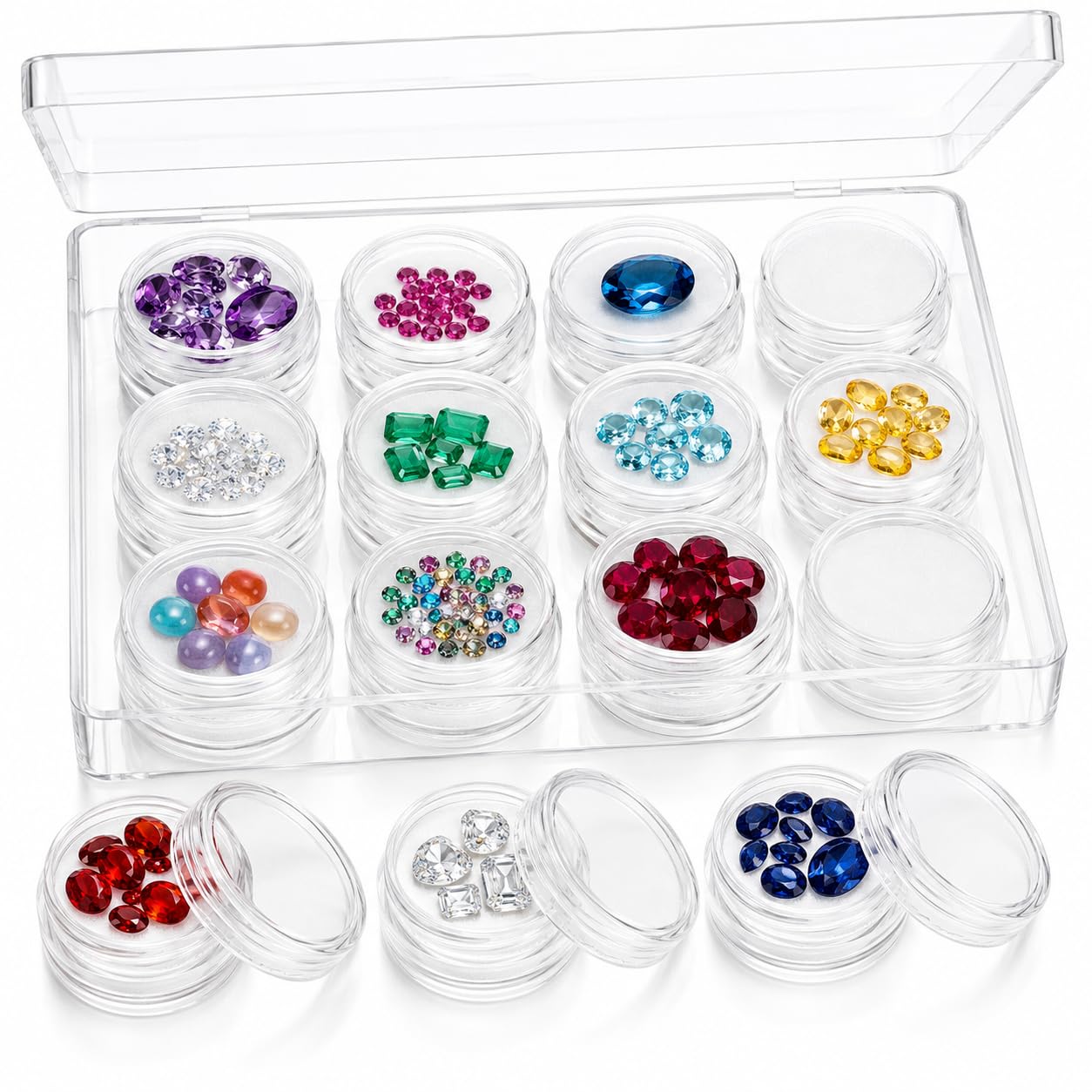 Boîtes de présentation rondes Zerodeko transparentes et blanches en plastique pour vitrine
