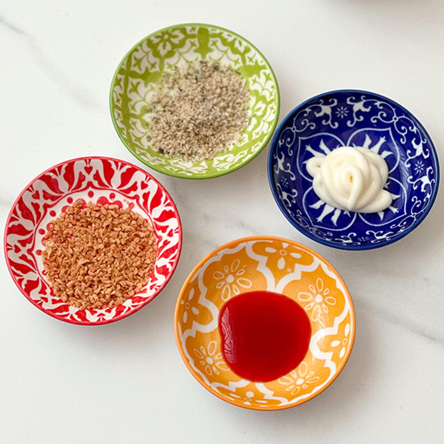 12 Stück Klein Keramik Dipschalen,Gewürzschalen Klein Soja Saucenschälchen,Dipschälchen,Tapas Schalen Set Snackschalen Dipschalen Set Dipschale für Sushi Snack Öl Soja Sauce