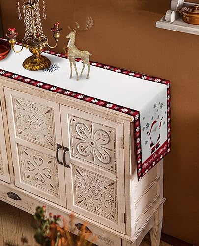 Miniatura 3 de Camino de mesa de gnomo navideño de arpillera para decoración del hogar, manualidades para cenas familiares, fiestas, Acción de Gracias, Navidad y