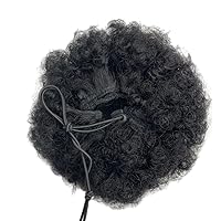 Vista 5 de Cabello humano afro rizado con cordón, cola de caballo alta con cordón, moño con 2 clips en las extensiones de pelo Updo Donut Chignon pelo corto