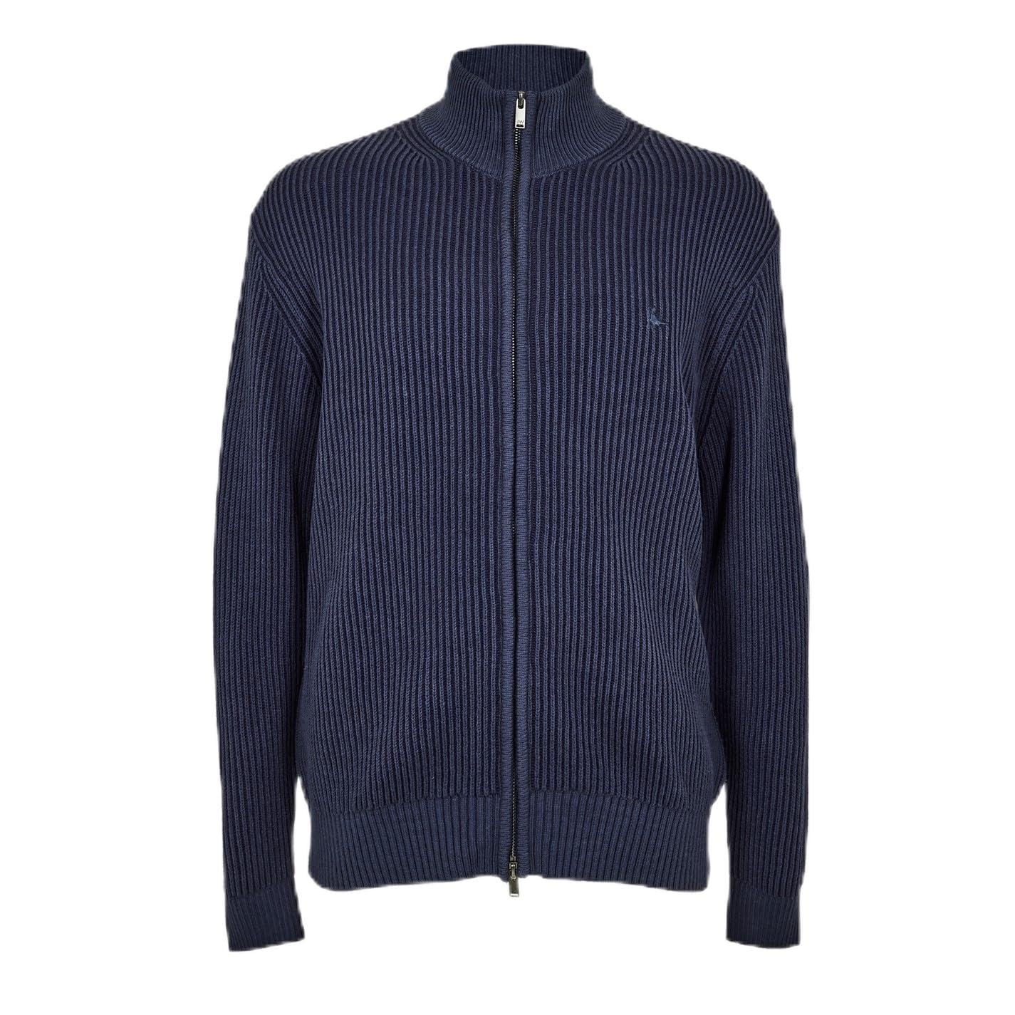 Jack Wills Mens Rib Zip Funnel Cardigan Sweater Navy XL